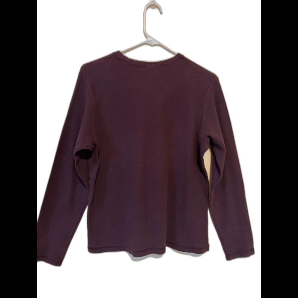 Cherokee Plum Purple Cotton Thermal Long Sleeve Waffle Top Size XL - Picture 2 of 6